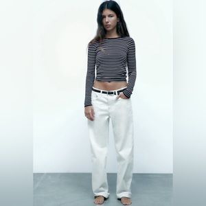 ZARA - BASIC KNIT SWEATER STRIPED NAVY AND WHITE